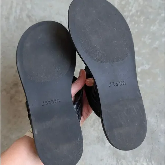 Isabel Marant Nya Sandals 39 Womens Black Leather T-strap Slingback - Picture 5 of 7